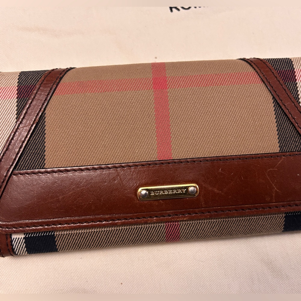 Burberry Brown and Red Plaid Men's Wallet